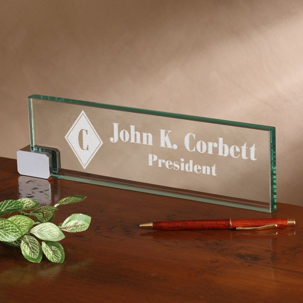 Personalized Executive Glass Name Plate