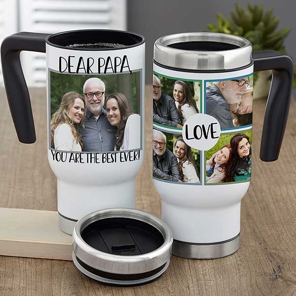Personalized 14 oz. Travel Mug For Dad - Love Photo Collage - 23740