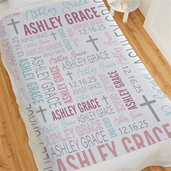 Baby Girl's Christening Day Personalized Baby Blankets - 23766