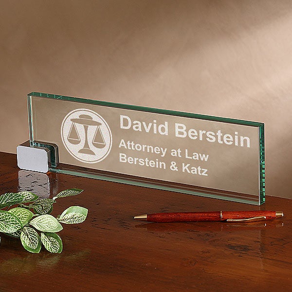 Personalized Glass Desk Nameplate Legal Design