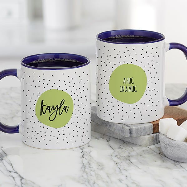 Modern Polka Dot Personalized Coffee Mugs - 23822
