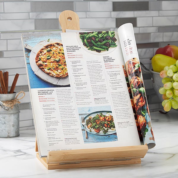 Personalized Bamboo Cookbook & Tablet Stand