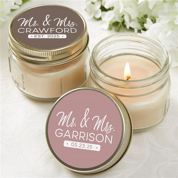 Stamped Elegance Wedding Personalized Mason Jar Candle Favors - 24143