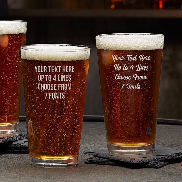 Craft Pub Glass Set | Set of 4 Engraved 20 oz. Beer Glasses | Personalized  Gifts for Men, Groomsmen | Home Bar Gifts | Personalized Free