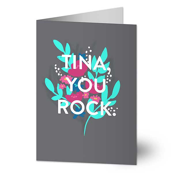 You Rock Personalized Floral Greeting Card - 24211