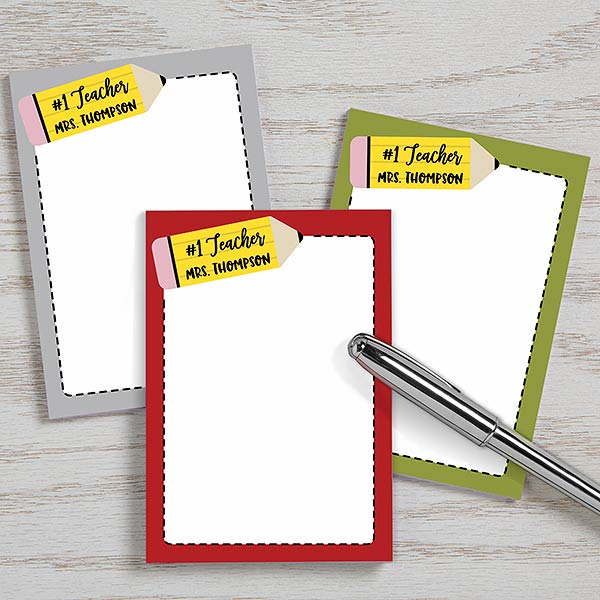 Teacher Icon Pencil Personalized Mini Notepads - Set of 3 - 24219