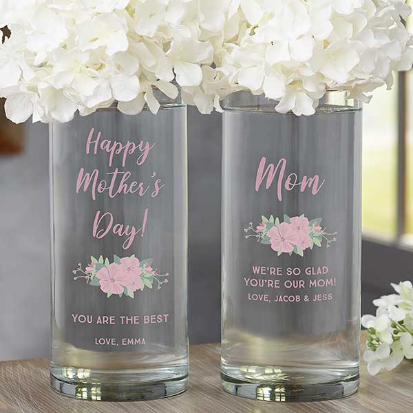 Pink Floral Personalized Mother's Day Flower Vase - 24284