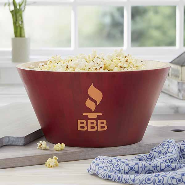 Personalized Red Bamboo Popcorn Bowl- Large