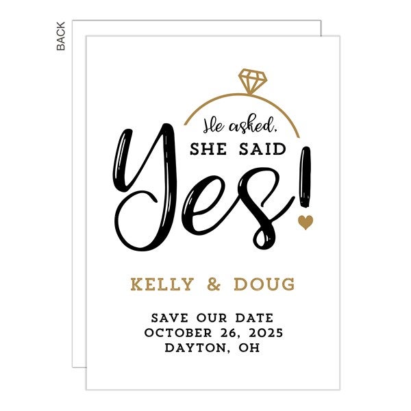 She Said Yes Personalized Wedding Save the Date Cards & Magnets - 24482