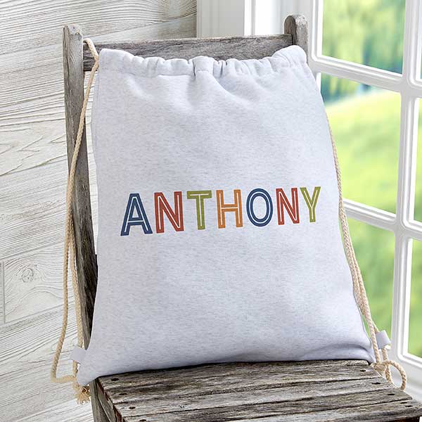 Boy's Colorful Name Personalized Sweatshirt Drawstring Bag - 24526