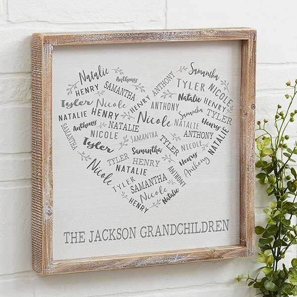 Personalized Wall Art With Names Rustic Farmhouse Heart