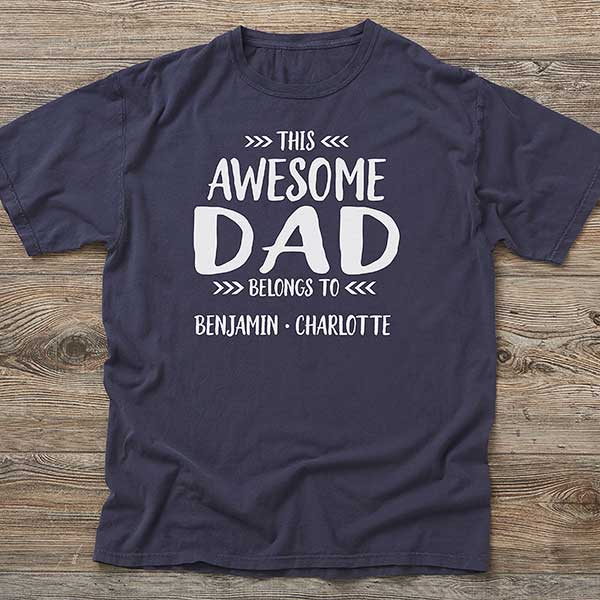 PersonalizationMall This Awesome Dad Belongs to Personalized ComfortWash T-Shirt - Adult X-Large - Cayenne
