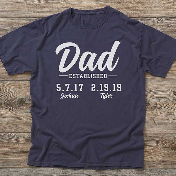 PersonalizationMall Personalized Dad Established ComfortWash T-Shirt - Adult XX-Large - Cayenne