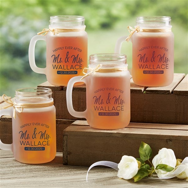 Personalized Mason Jars for Wedding - Stamped Elegance - 24727