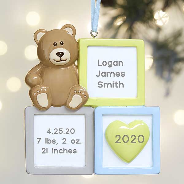 personalized baby block ornament