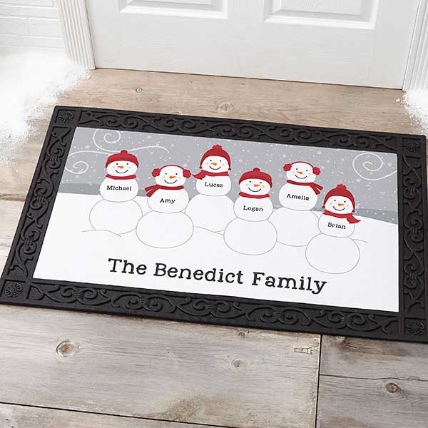 Snowman Family Personalized Doormat 20x35