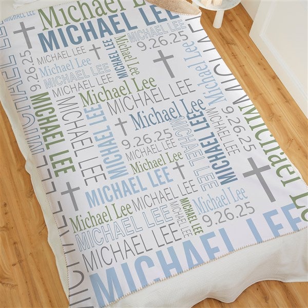 Baby Boy's Christening Day Personalized Baby Blankets - 24848