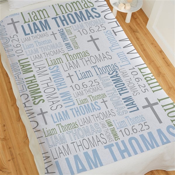 Baby Boy's Christening Day Personalized Baby Blankets - 24848