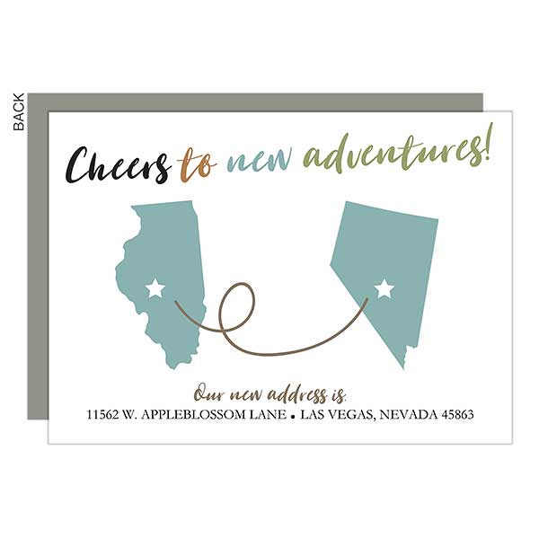 Cheers to New Adventures Personalized Moving Announcements - 24869