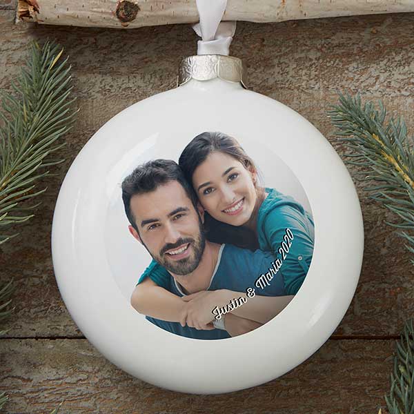 Cute Couple Photo Personalized Deluxe 3D Disc Ornament - Christmas ...