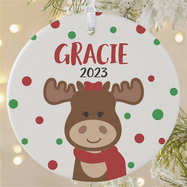 Christmas Moose Personalized Ornament - 1 Sided Matte