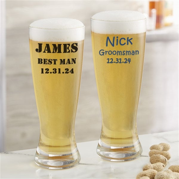 Groomsmen 20oz. Custom Printed Pilsner Beer Glasses - 24993