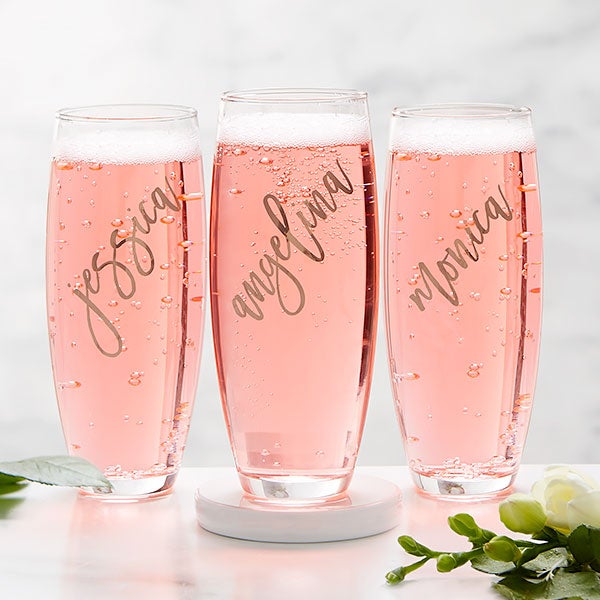 Trendy Vinyl Signature Personalized Stemless Champagne Flute