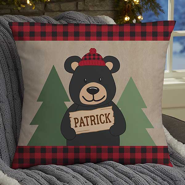 Holiday Bear Family Personalized 18-inch Throw Pillow