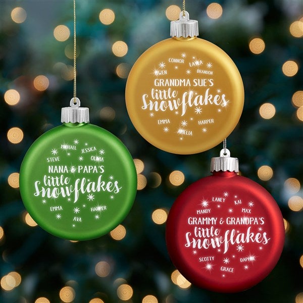 Little Snowflakes Personalized Led Light Up Red Glass Ornament