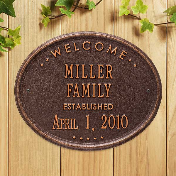 Established Family Welcome Personalized Plaque - Antique Copper