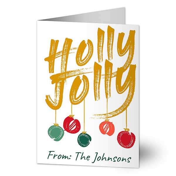 Holly Jolly Christmas Personalized Greeting Card - 25303