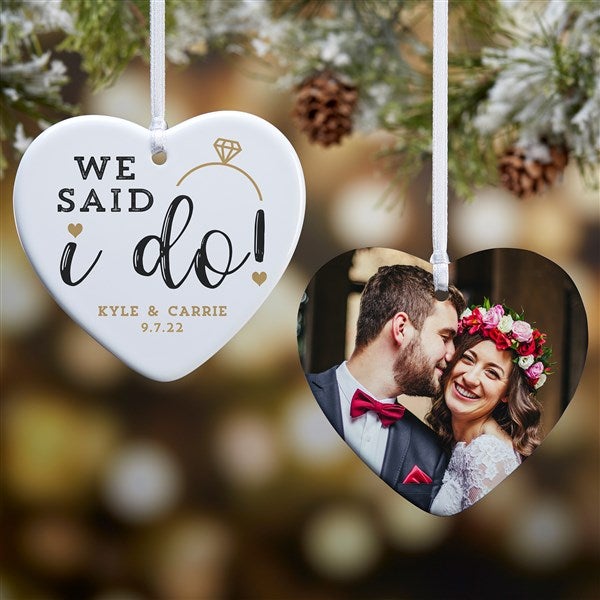 I Do Personalized Heart Wedding Ornament - 2 Sided Glossy