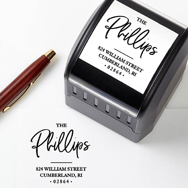 Hand Lettered Family Personalized Self-Inking Address Stamp