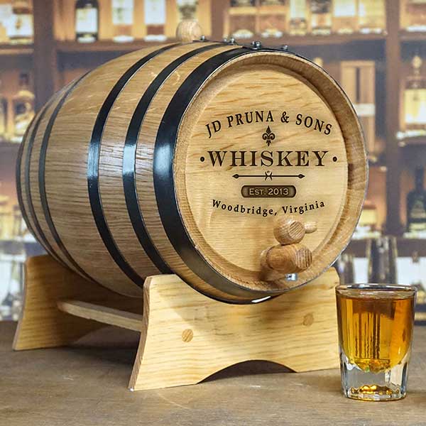 【だきます】 Custom Whiskey Barrel - Personalized Wine Barrel - Engraved Oak ...