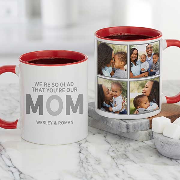 So Glad You're Our Mom Personalized Coffee Mug - 11oz Pink