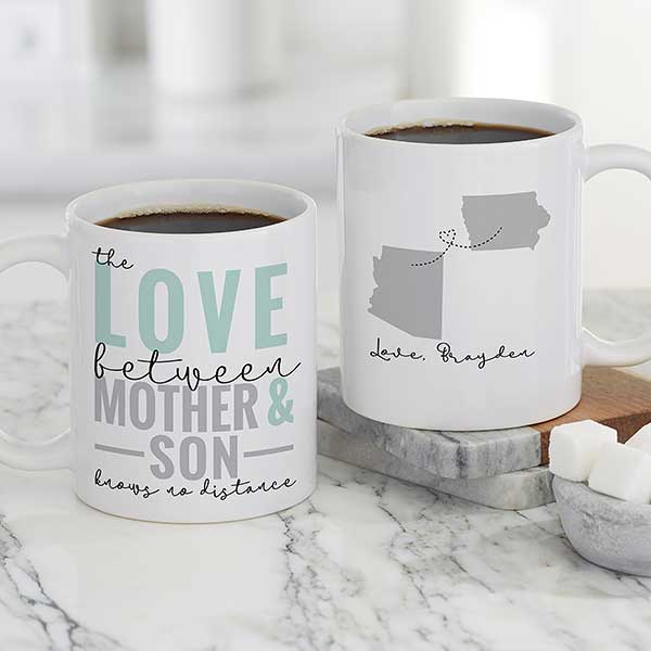 the love between mother and son knows no distance mug