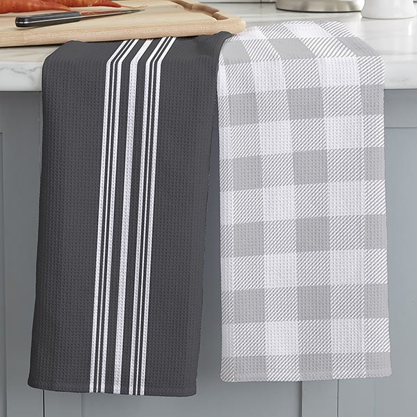 Modern Farmhouse Personalized Patterned Waffle Weave Kitchen Towels