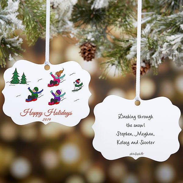 Personalized Sledding Family Metal Ornament by philoSophie's - 25688