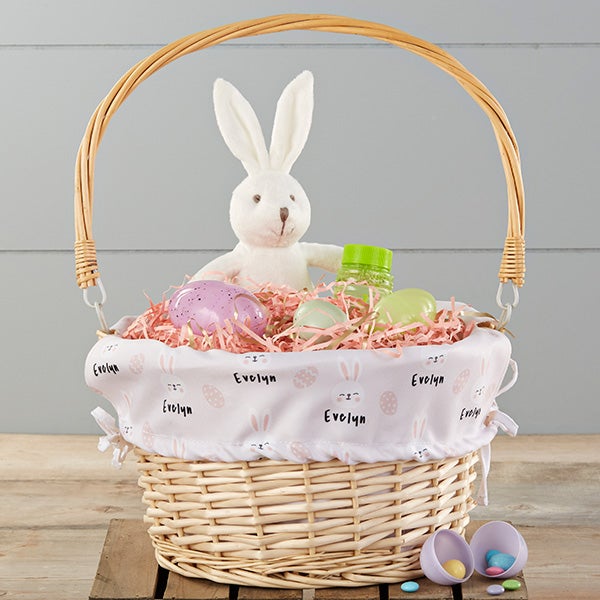 Bunny Treats Personalized Easter Basket With Drop-Down Handle - 25710