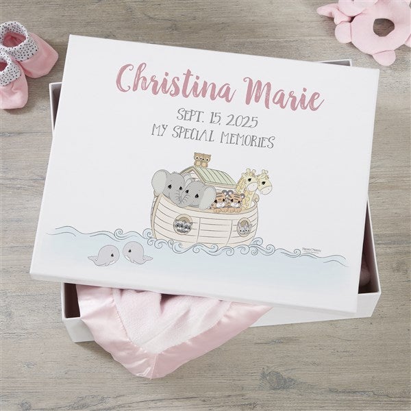 Personalized Baby Girl Memory Box - Precious Moments Noah's Ark - 25775