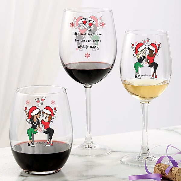 Christmas Best Friends Personalized Stemless Wine Glass