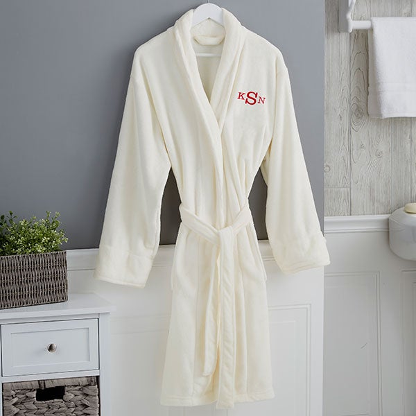 Personalized Luxury Fleece Robe For Him Ivory Romantic Gifts