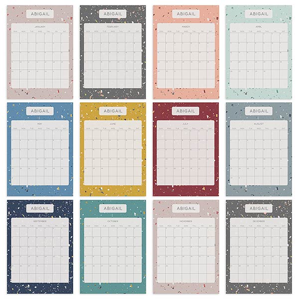 Personalized Terazzo Easel Calendar