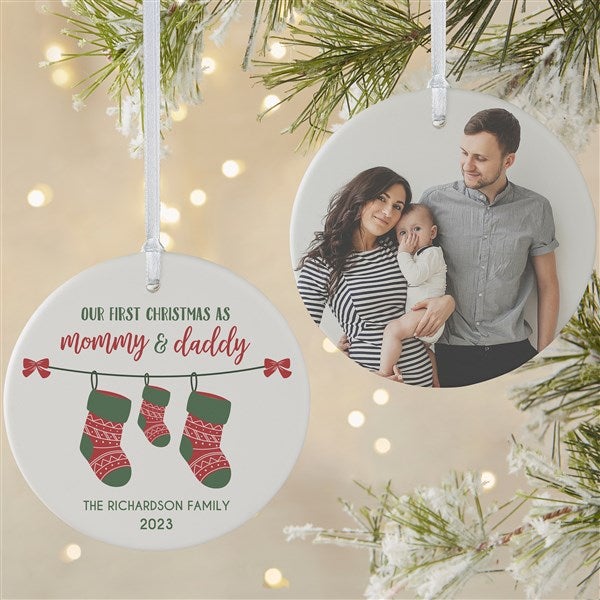 Our First Christmas As A Family Personalized New Parents Ornament