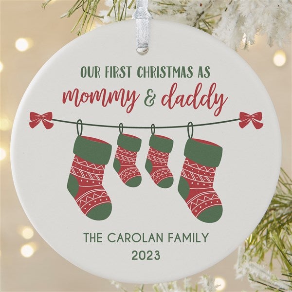 Our First Christmas As A Family Personalized New Parents Ornament