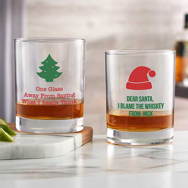 Personalized Square Rocks Whiskey Glass with Gold Rim