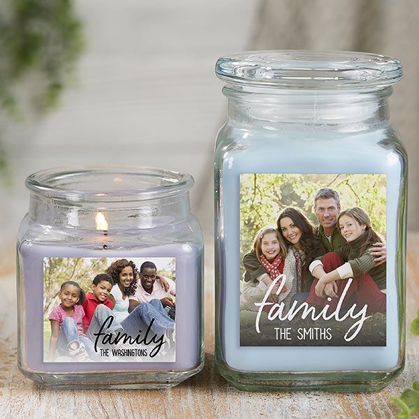 Family Photo Personalized 10oz Walnut Coffee Scented Candle Jar