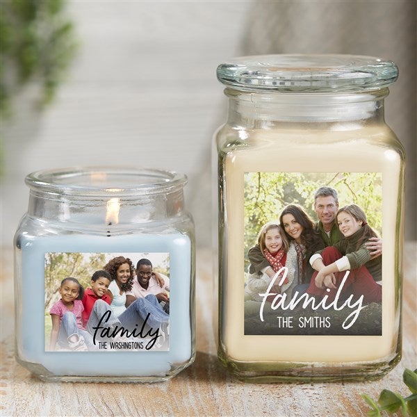 Family Photo Personalized 10oz Walnut Coffee Scented Candle Jar