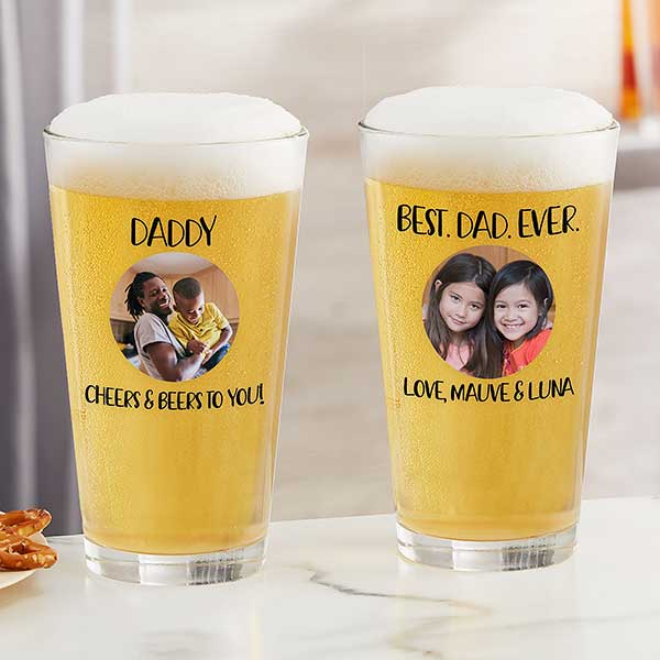 Personalized Pint Glass Set of 4 With Optional Leather Coaster, Engrave Beer  Mug Glasses Perfect Gift for Him, Great Gift for Dad Beer Lover 