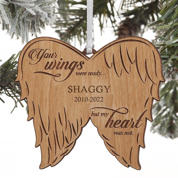 Angel Wings Personalized Pet Memorial Wood Ornaments